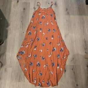 Final Touch Sleeveless Orange Floral Summer Flowy Dress Size Small